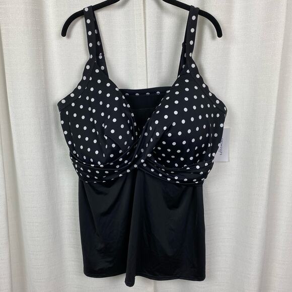 Swimsuits For All Black&White Dot Underwire Tankini Top Sz.46DDD NWT - Picture 4 of 16